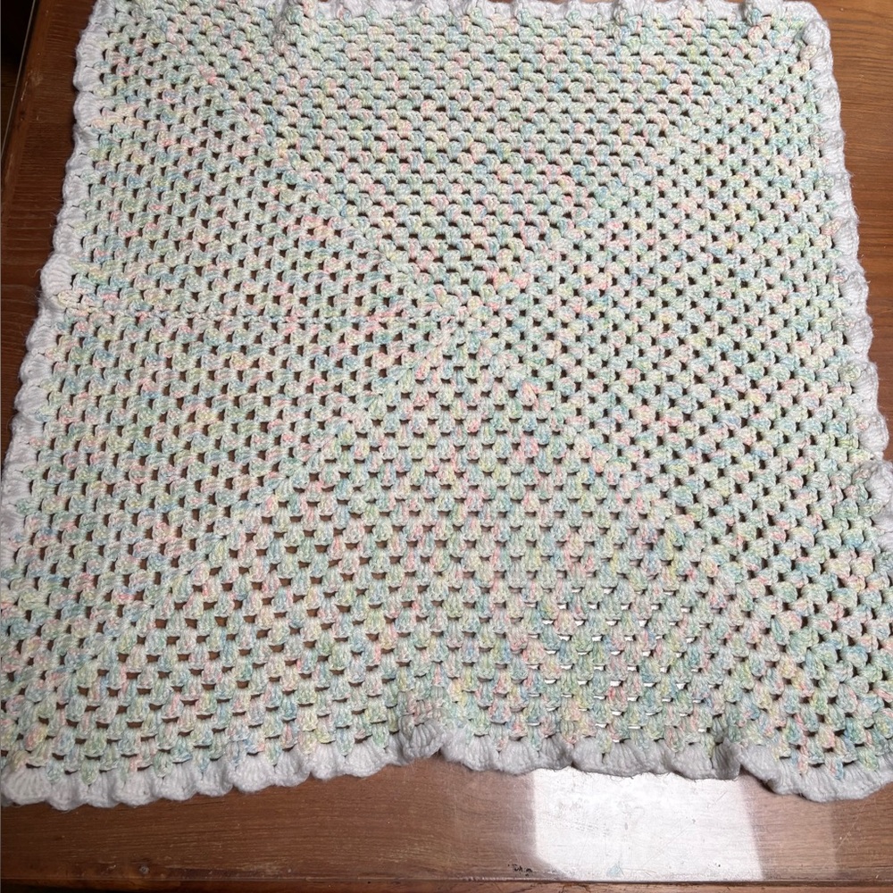 Handmade Crochet Blanket in Pastel Colors